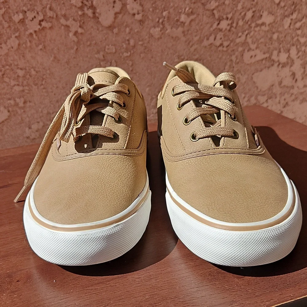 Dockers Tan Faux Leather Lace-up Sneakers Tennis Shoes 8.5 - Picture 3 of 10